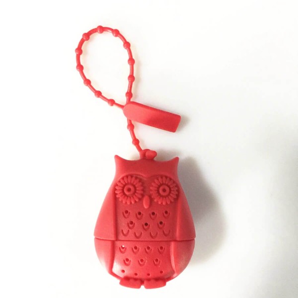 Tea filter, infuser, owl form, red color